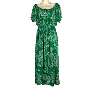 Plus Size Anthropologie Kindred Green and White Maxi Dress - Size 2X / 3X